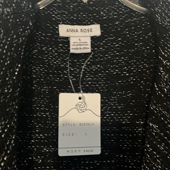 NWT Anna Rose black and gray and silver cardigan size large - Picture 3 of 6